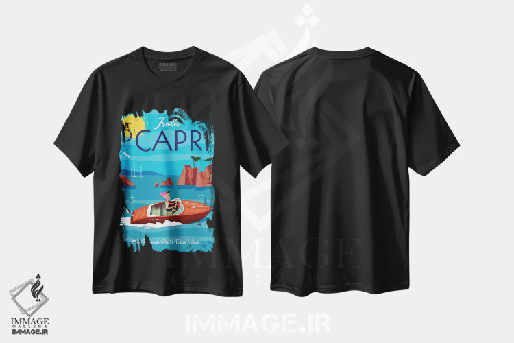 تیشرت مشکی طرح دار "جزیره کاپری II"، هنر دیجیتال اثر گری گودل | immage.ir