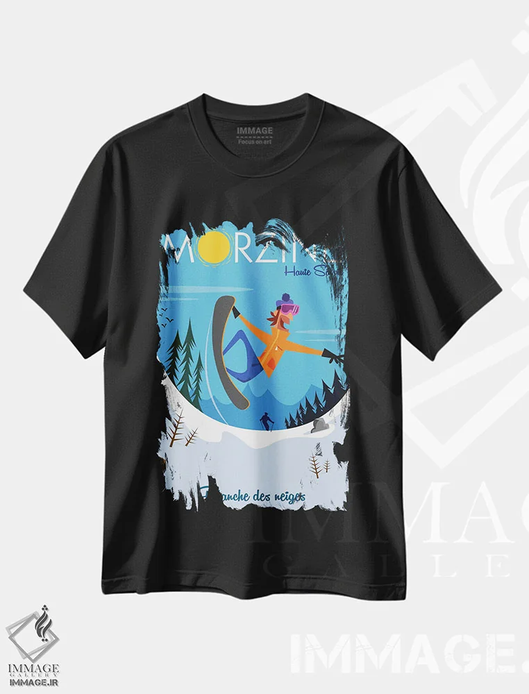 تیشرت مشکی طرح دار "مرزین اوت-ساووا"، هنر دیجیتال اثر گری گودل | فروشگاه ایماژ