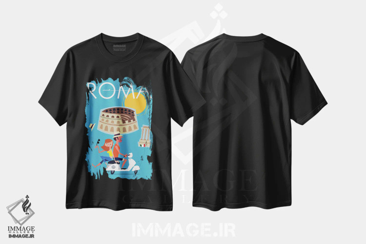 تیشرت مشکی طرح دار "رم ایتالیا"، هنر دیجیتال اثر گری گودل | immage.ir