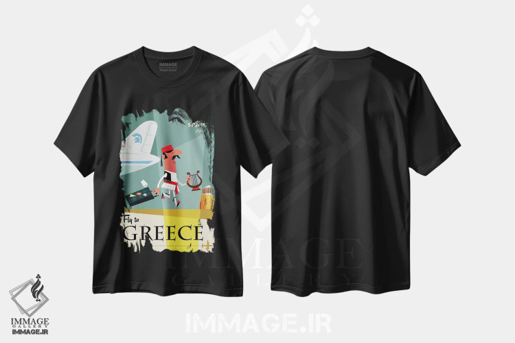 تیشرت مشکی طرح دار "پرواز به...یونان"، هنر دیجیتال اثر گری گودل | immage.ir