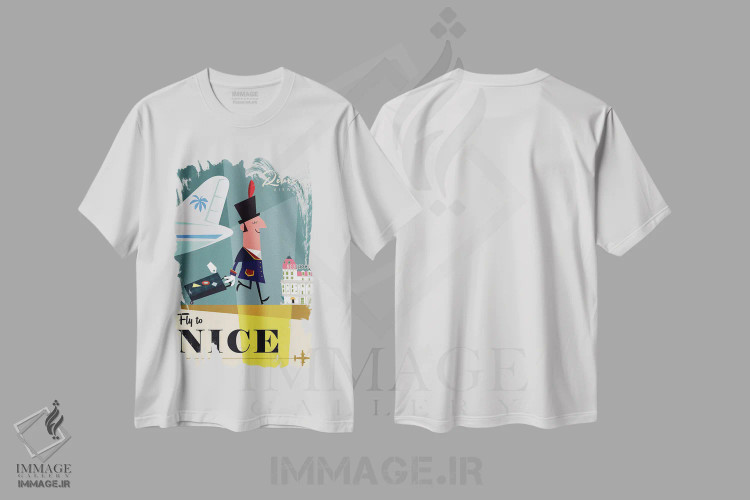 تیشرت سفید طرح دار "پرواز به...نیس"، هنر دیجیتال اثر گری گودل | immage.ir
