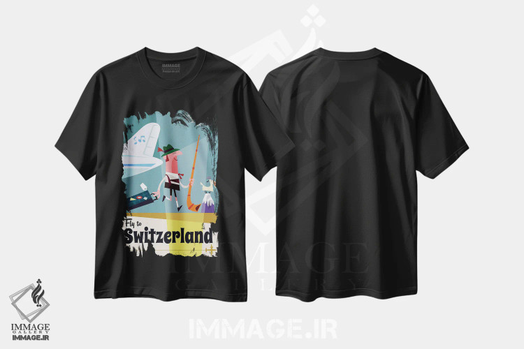 تیشرت مشکی طرح دار "پرواز به...سوئیس"، هنر دیجیتال اثر گری گودل | immage.ir
