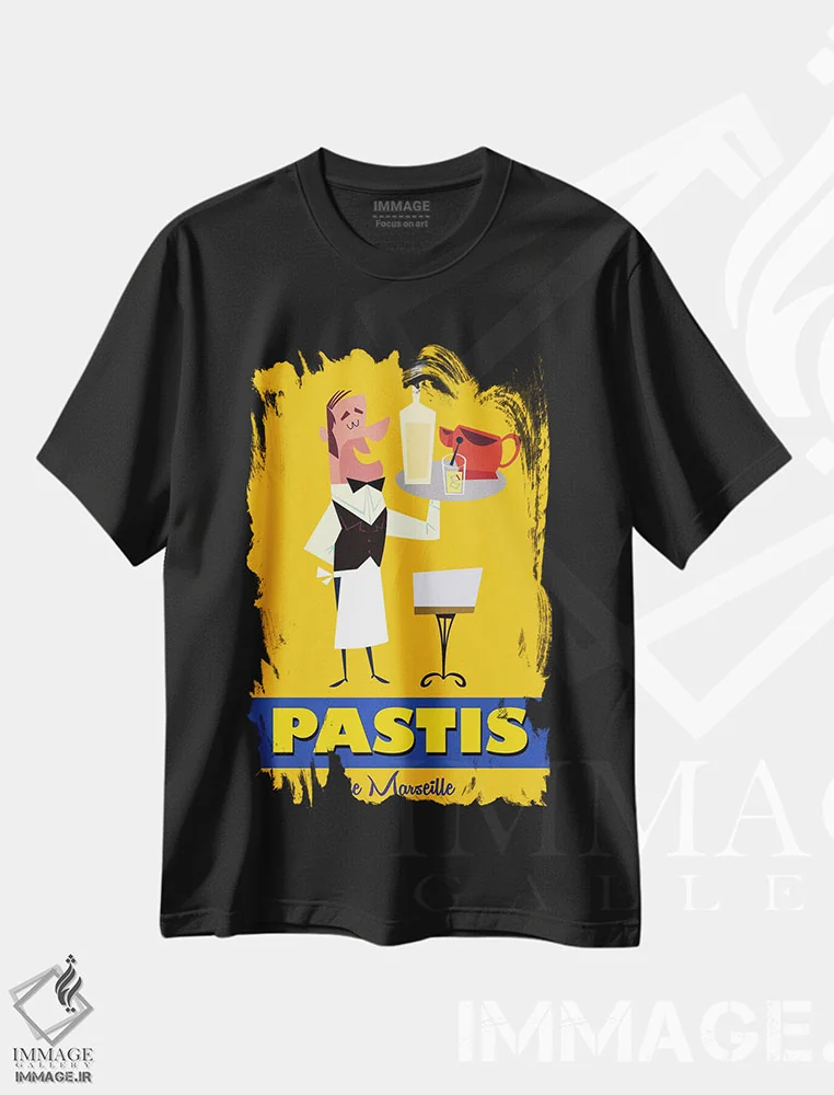 تیشرت مشکی طرح دار "پاستیس مارسی"، هنر دیجیتال اثر گری گودل | immage.ir