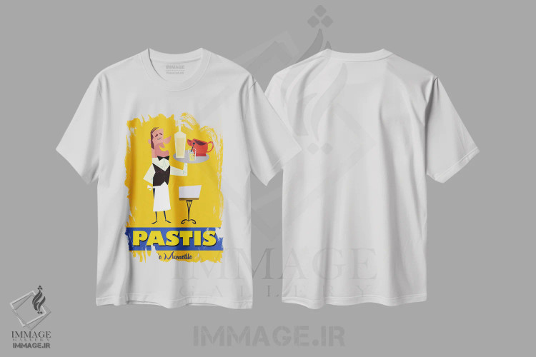 تیشرت سفید طرح دار "پاستیس مارسی"، هنر دیجیتال اثر گری گودل | فروشگاه ایماژ