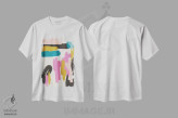 تیشرت سفید طرح دار "آبسترکت صورتی I" اثر گیگی لوئیز | immage.ir