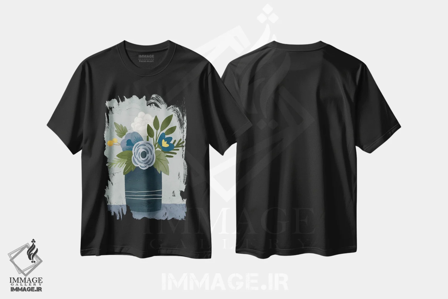 تیشرت مشکی طرح دار "گل ها II"، دکور روستایی اثر گیگی لوئیز | immage.ir