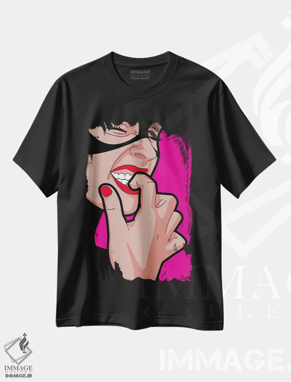 تیشرت مشکی طرح دار خلال دندان گربه، هنر فاخر معاصر اثر گرگوار "لئون" گیمن | فروشگاه ایماژ