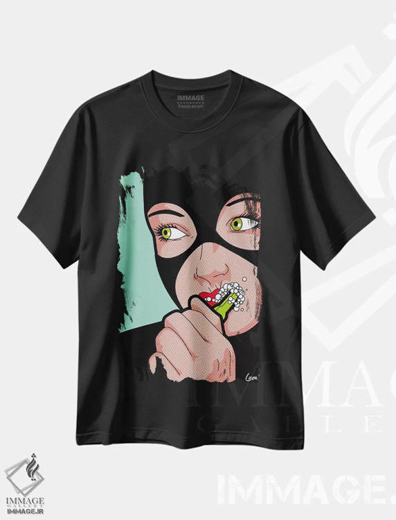 تیشرت مشکی طرح دار برس گربه، هنر فاخر معاصر اثر گرگوار "لئون" گیمن | فروشگاه ایماژ