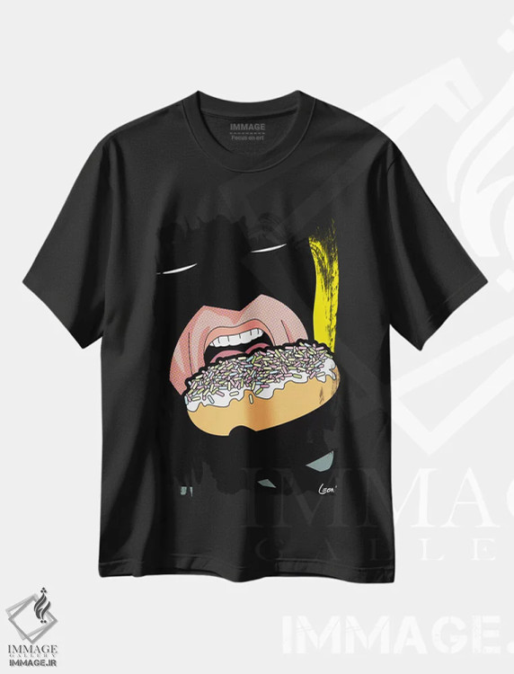 تیشرت مشکی طرح دار دونات خفاشی، دکور معاصر اثر گرگوار "لئون" گیمن | فروشگاه ایماژ