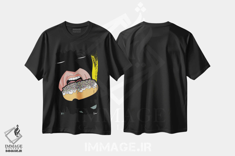 تیشرت مشکی طرح دار دونات خفاشی، دکور معاصر اثر گرگوار "لئون" گیمن | فروشگاه ایماژ