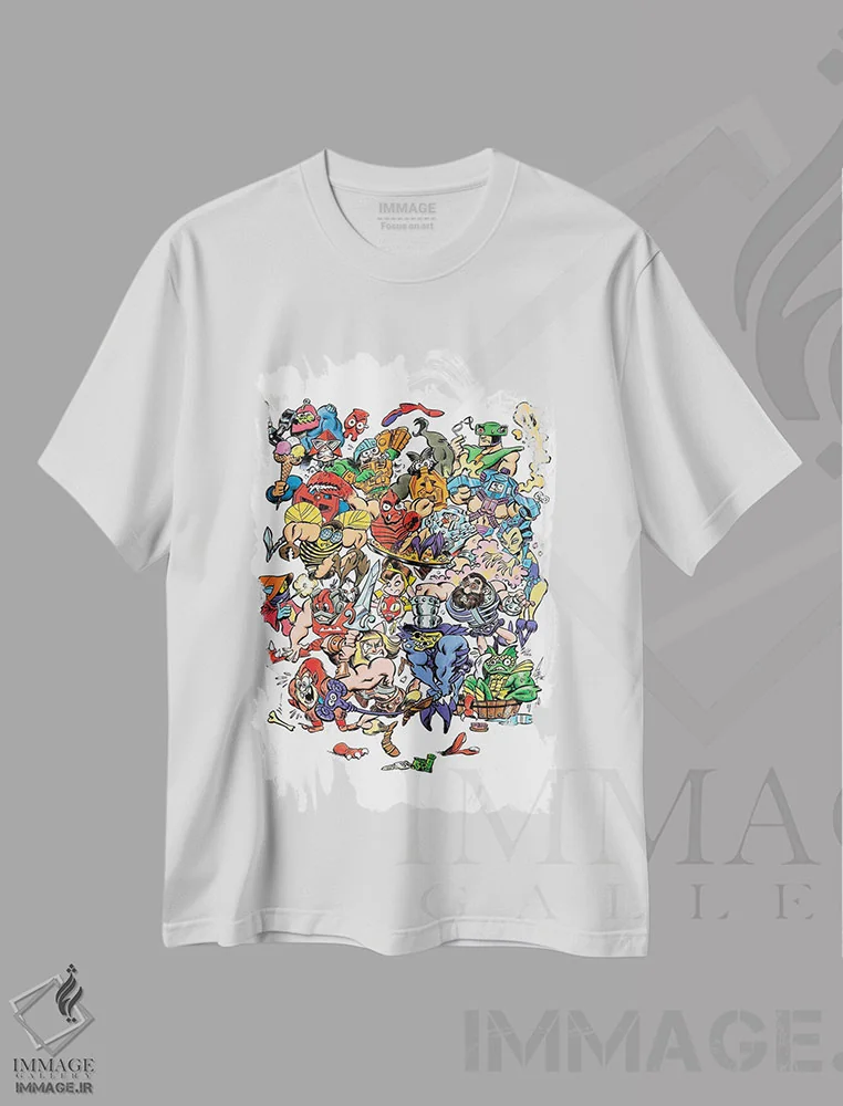 تیشرت سفید طرح دار اربابان جهان، هنر دیجیتال اثر الکس گالگو | فروشگاه ایماژ