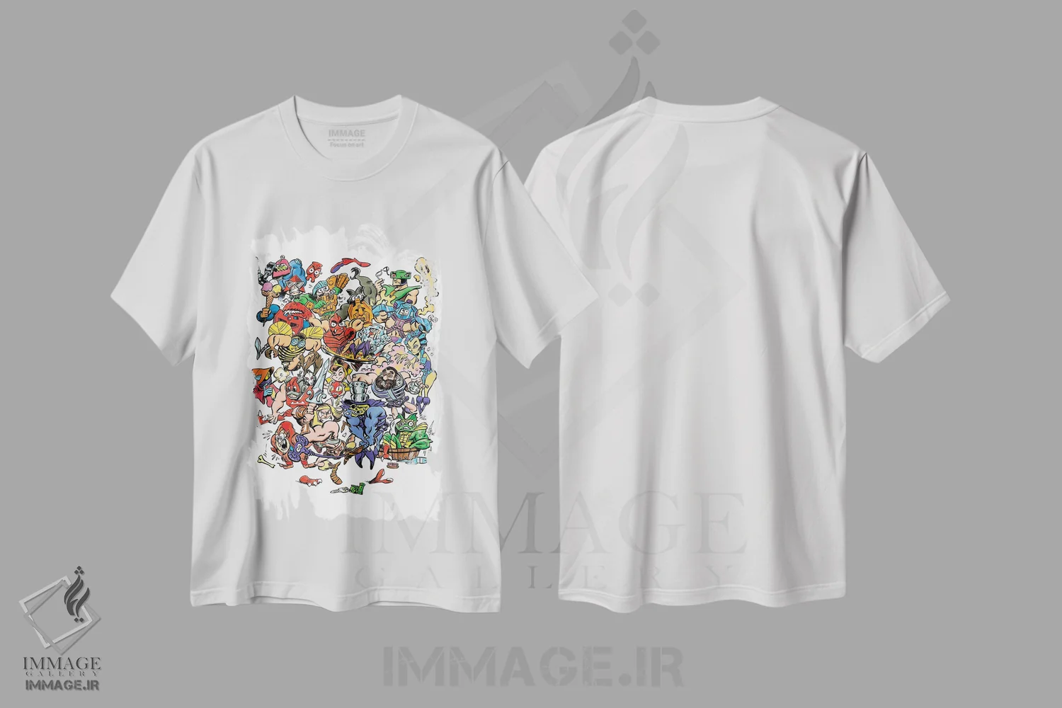تیشرت سفید طرح دار اربابان جهان، هنر دیجیتال اثر الکس گالگو | فروشگاه ایماژ
