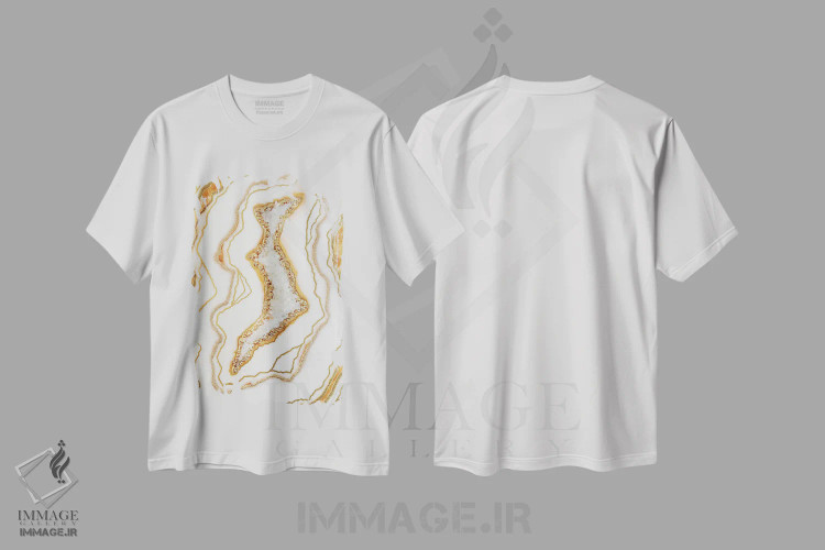 تیشرت سفید طرح دار جادهٔ پارسی، آبستره اثر گوگا استودیو | immage.ir