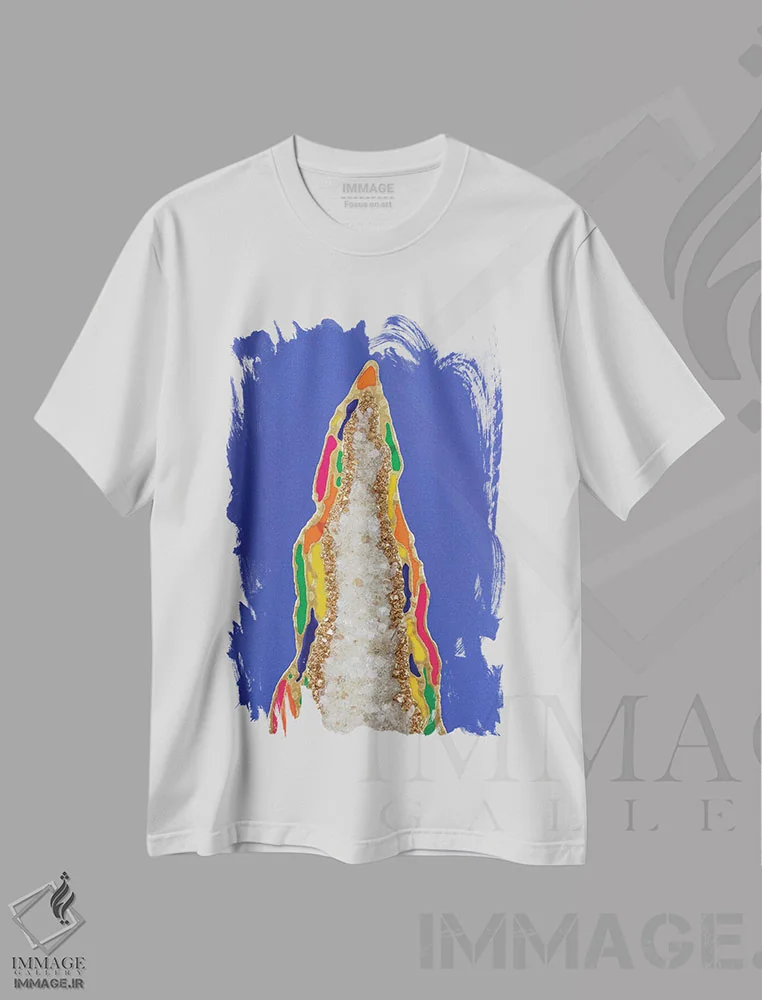 تیشرت سفید طرح دار آزادی، آبستره اثر گوگا استودیو | فروشگاه ایماژ