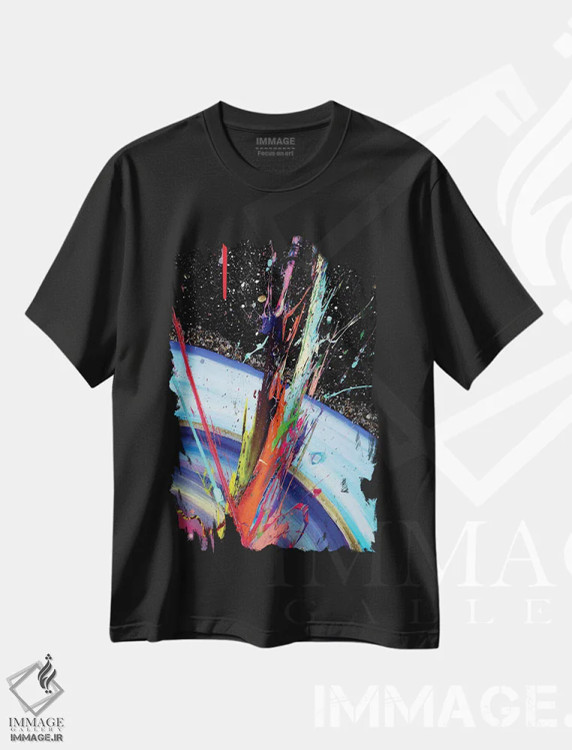 تیشرت مشکی طرح دار تماس، آبستره اثر گوگا استودیو | فروشگاه ایماژ