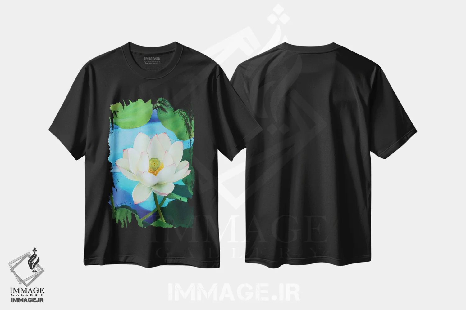 تیشرت مشکی طرح دار شکوفایی، هنر فاخر معاصر اثر گوئیگن ژا | immage.ir