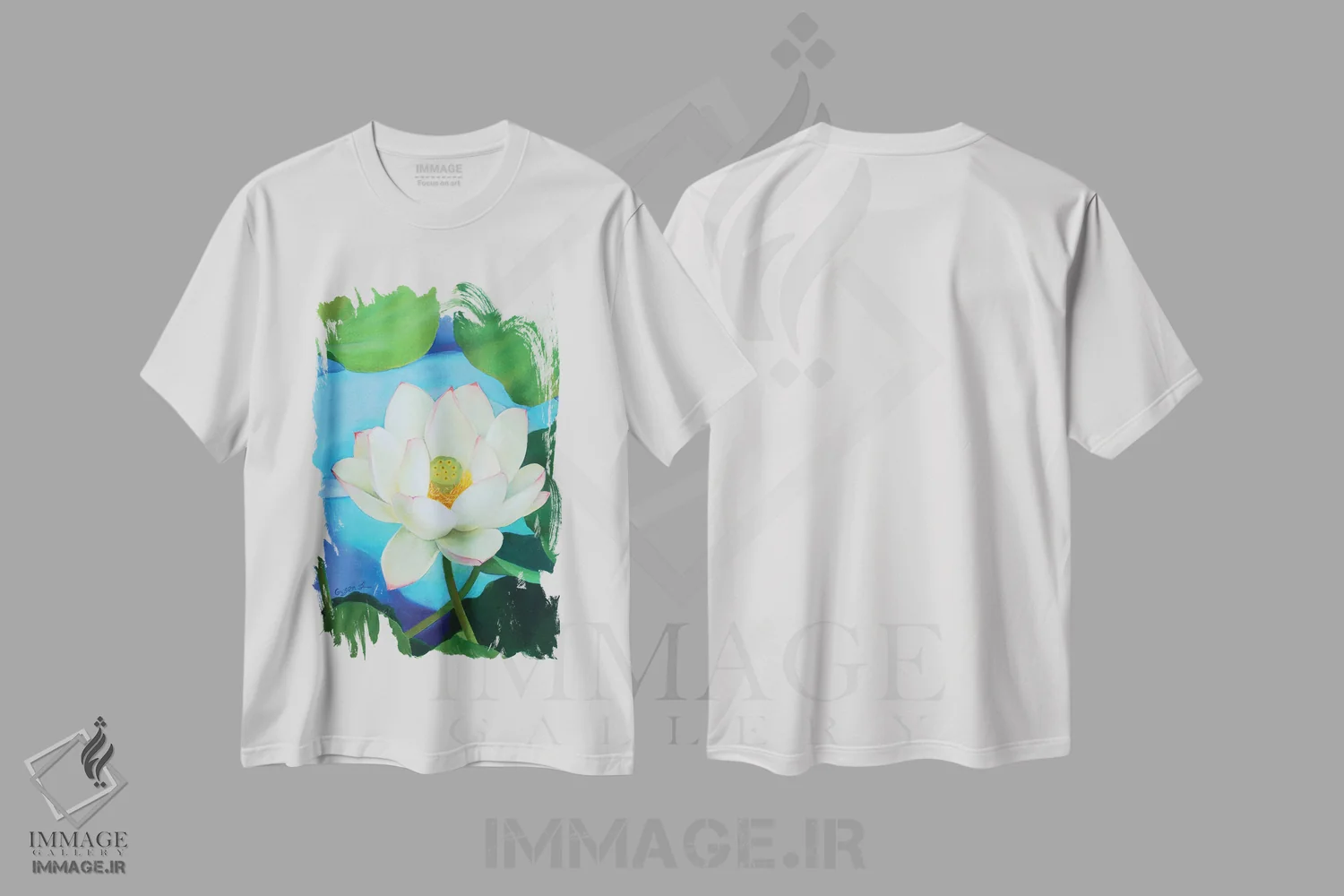 تیشرت سفید طرح دار شکوفایی، هنر فاخر معاصر اثر گوئیگن ژا | فروشگاه ایماژ