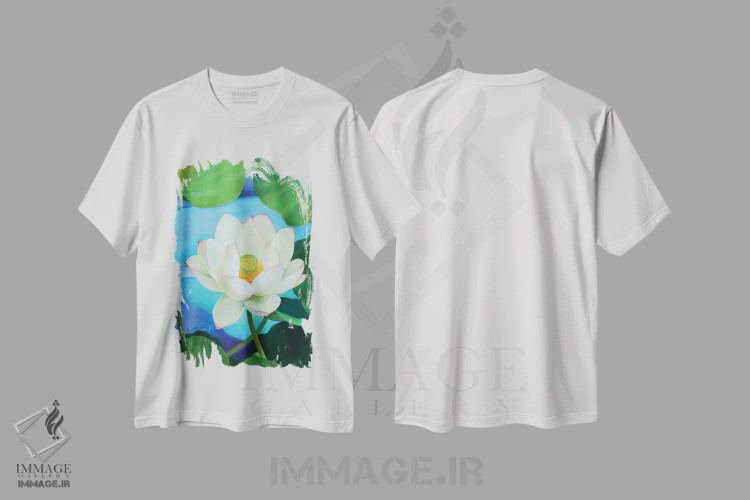 تیشرت سفید طرح دار شکوفایی، هنر فاخر معاصر اثر گوئیگن ژا | فروشگاه ایماژ