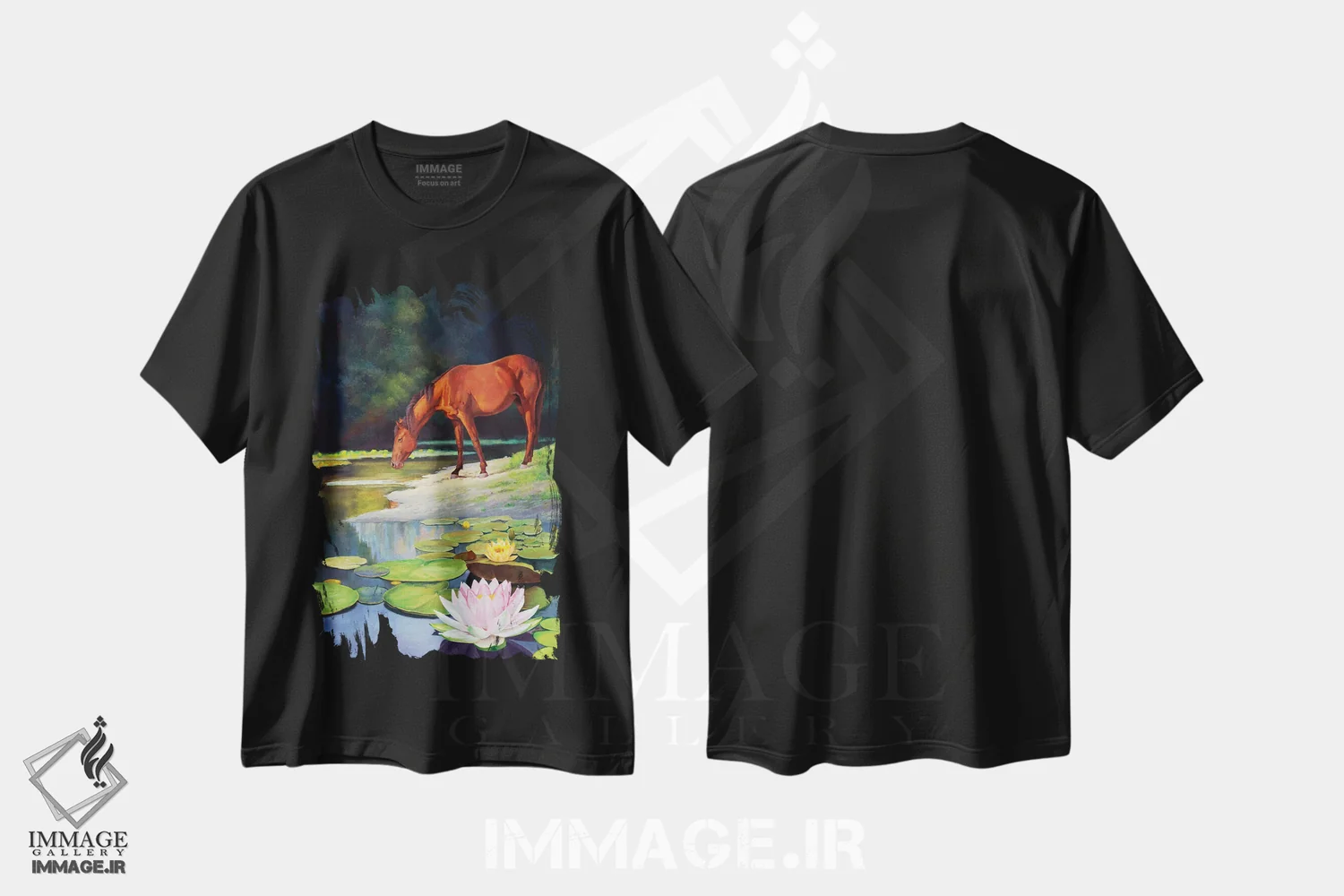 تیشرت مشکی طرح دار سرزمین رؤیا - قهوه ای، هنر فاخر معاصر اثر گوئیگن ژا | immage.ir