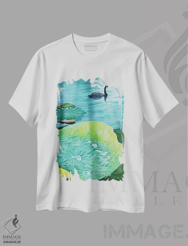 تیشرت سفید طرح دار در باران، هنر فاخر معاصر اثر گوئیگن ژا | فروشگاه ایماژ