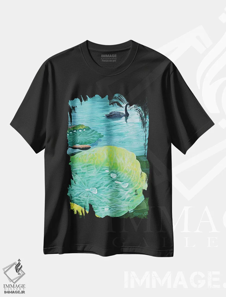 تیشرت مشکی طرح دار در باران، هنر فاخر معاصر اثر گوئیگن ژا | immage.ir