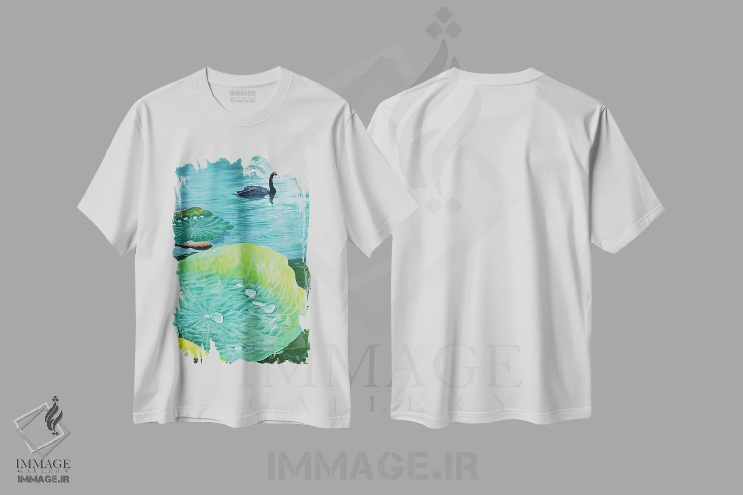 تیشرت سفید طرح دار در باران، هنر فاخر معاصر اثر گوئیگن ژا | فروشگاه ایماژ