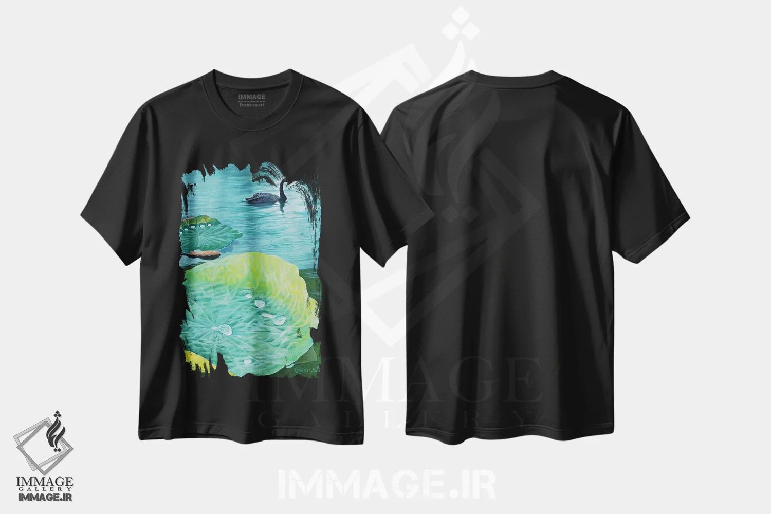 تیشرت مشکی طرح دار در باران، هنر فاخر معاصر اثر گوئیگن ژا | immage.ir