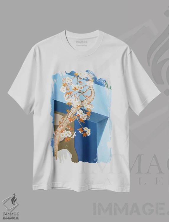 تیشرت سفید طرح دار بیرون از دیوار، هنر فاخر معاصر اثر گوئیگن ژا | immage.ir