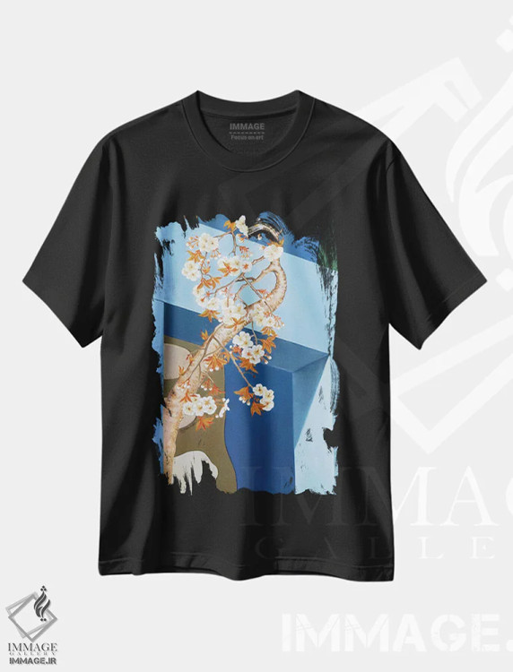 تیشرت مشکی طرح دار بیرون از دیوار، هنر فاخر معاصر اثر گوئیگن ژا | فروشگاه ایماژ
