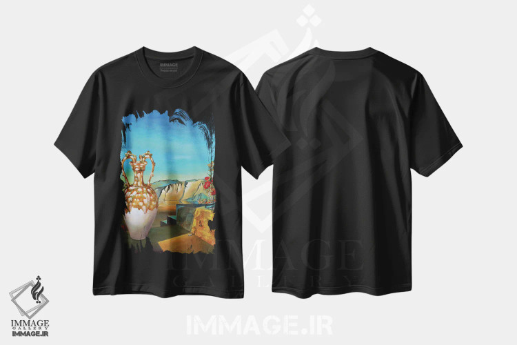 تیشرت مشکی طرح دار زمان I، هنر فاخر معاصر اثر گوئیگن ژا | immage.ir