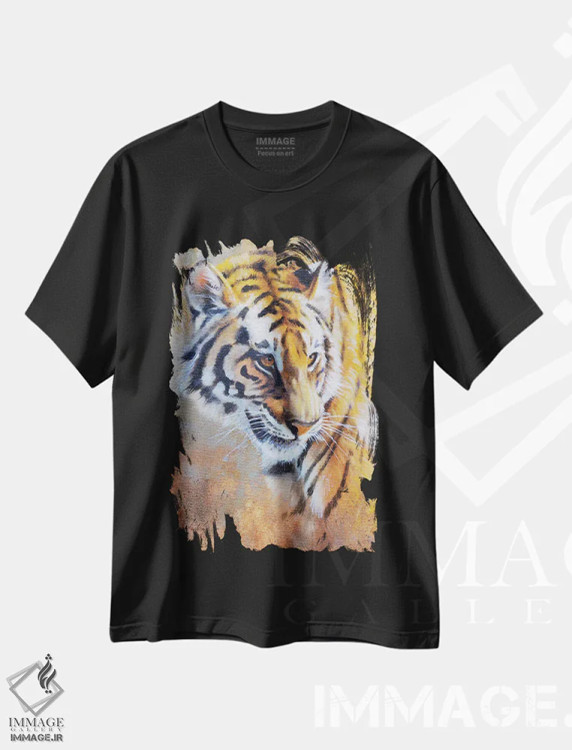 تیشرت مشکی طرح دار ببر، تزئینی اثر گرانت هکینگ | فروشگاه ایماژ