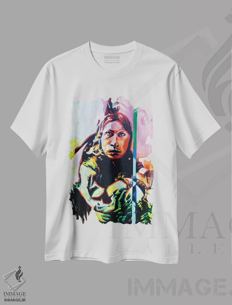 تیشرت سفید طرح دار جوانی، هنر فاخر معاصر اثر گرگ هایل | immage.ir