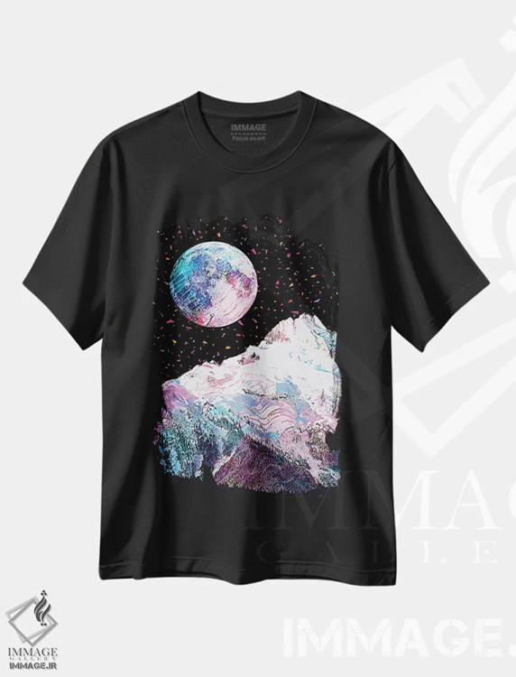 تیشرت مشکی طرح دار ماه کامل ۱۷، تزئینی اثر گب فرناندو | immage.ir
