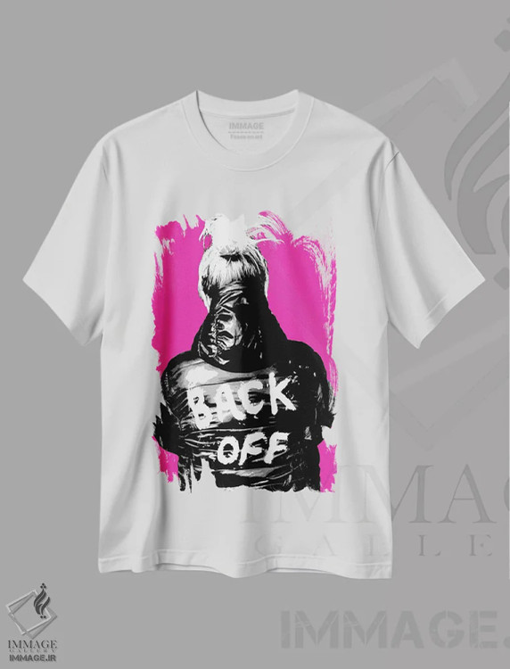 تیشرت سفید طرح دار عقب بایست!، هنر فاخر معاصر اثر گری هاگبن | immage.ir