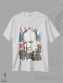 تیشرت سفید طرح دار چرچیل و پرچم اتحاد، هنر دیجیتال اثر گری هاگبن | immage.ir