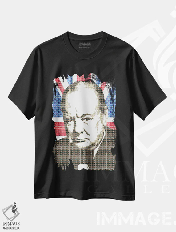 تیشرت مشکی طرح دار چرچیل و پرچم اتحاد، هنر دیجیتال اثر گری هاگبن | فروشگاه ایماژ