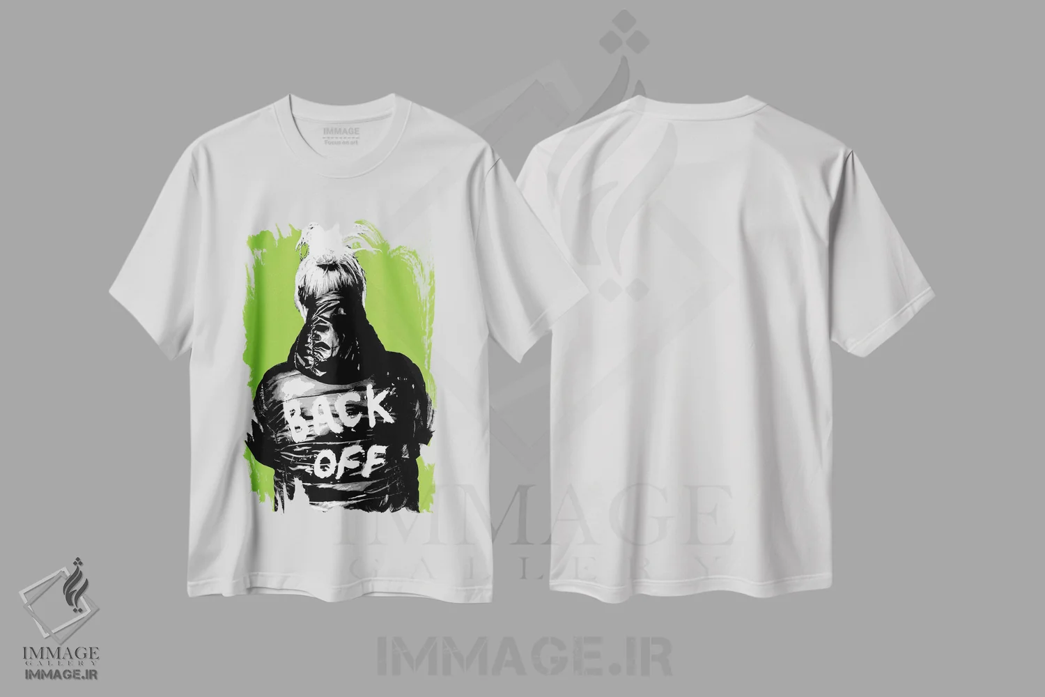 تیشرت سفید طرح دار عقب بایست!، هنر فاخر معاصر اثر گری هاگبن | immage.ir