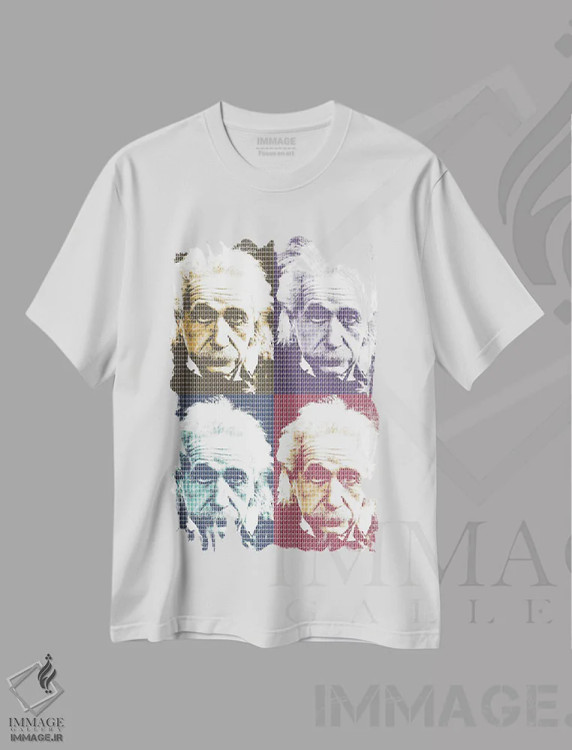 تیشرت سفید طرح دار اینشتین در چهار نسخه، هنر فاخر معاصر اثر گری هاگبن | immage.ir
