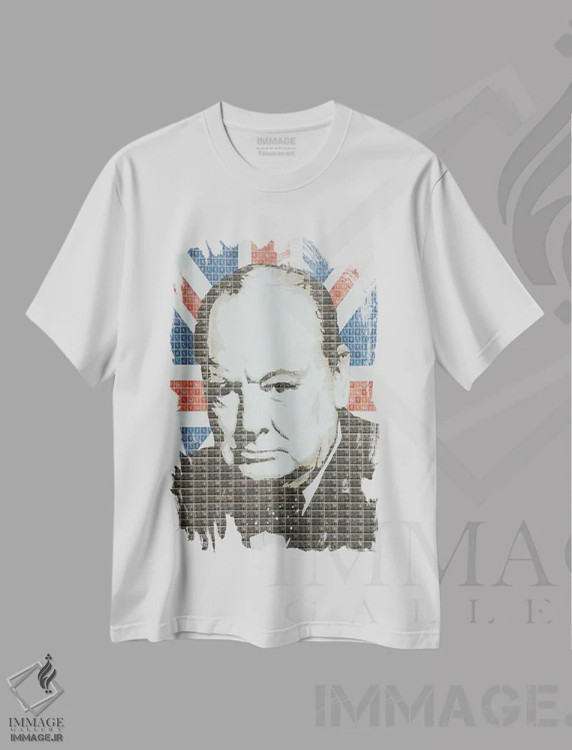 تیشرت سفید طرح دار چرچیل، مدیوم اثر گری هاگبن | immage.ir