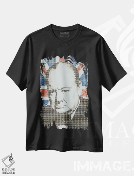 تیشرت مشکی طرح دار چرچیل، مدیوم اثر گری هاگبن | فروشگاه ایماژ