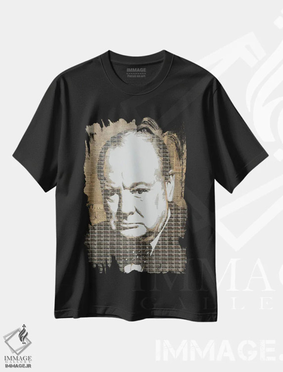 تیشرت مشکی طرح دار چرچیل، مدیوم اثر گری هاگبن | immage.ir