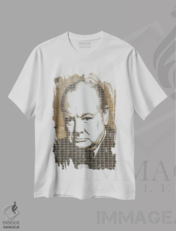 تیشرت سفید طرح دار چرچیل، مدیوم اثر گری هاگبن | فروشگاه ایماژ