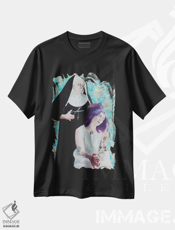 تیشرت مشکی طرح دار نئوتیفه، مدیوم اثر گری هاگبن | immage.ir