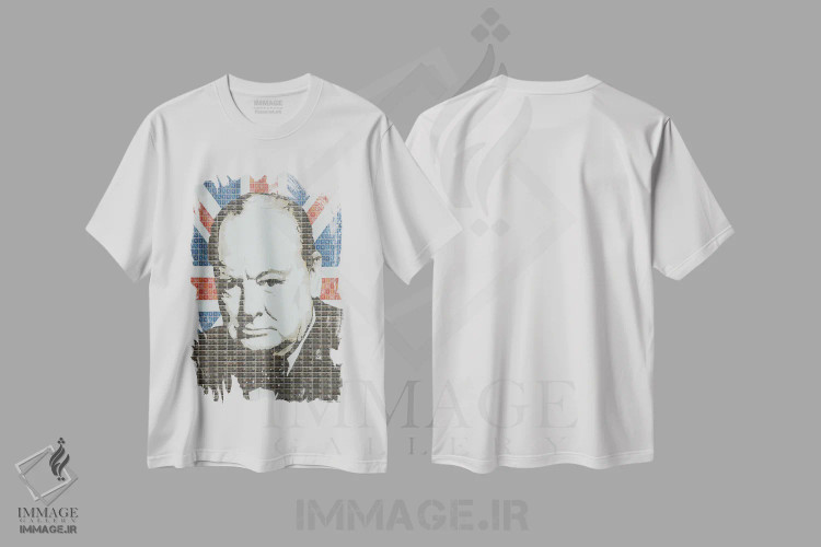 تیشرت سفید طرح دار چرچیل، مدیوم اثر گری هاگبن | immage.ir
