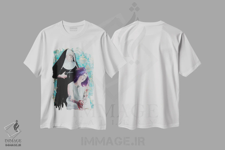 تیشرت سفید طرح دار نئوتیفه، مدیوم اثر گری هاگبن | فروشگاه ایماژ