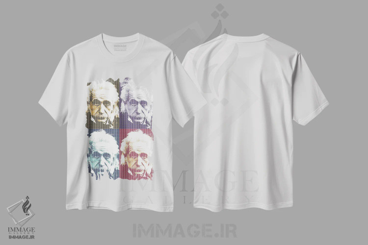 تیشرت سفید طرح دار اینشتین در چهار نسخه، هنر فاخر معاصر اثر گری هاگبن | immage.ir