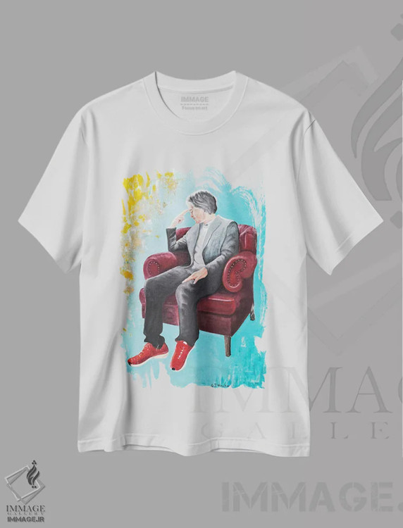تیشرت سفید طرح دار اندیشمند، مدیوم اثر گری هاگبن | فروشگاه ایماژ