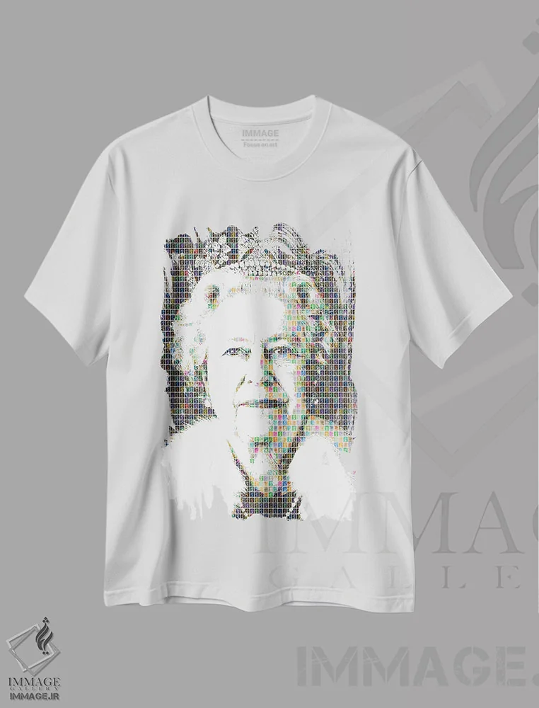 تیشرت سفید طرح دار خدا نگهدار، هنر فاخر معاصر اثر گری هاگبن | immage.ir