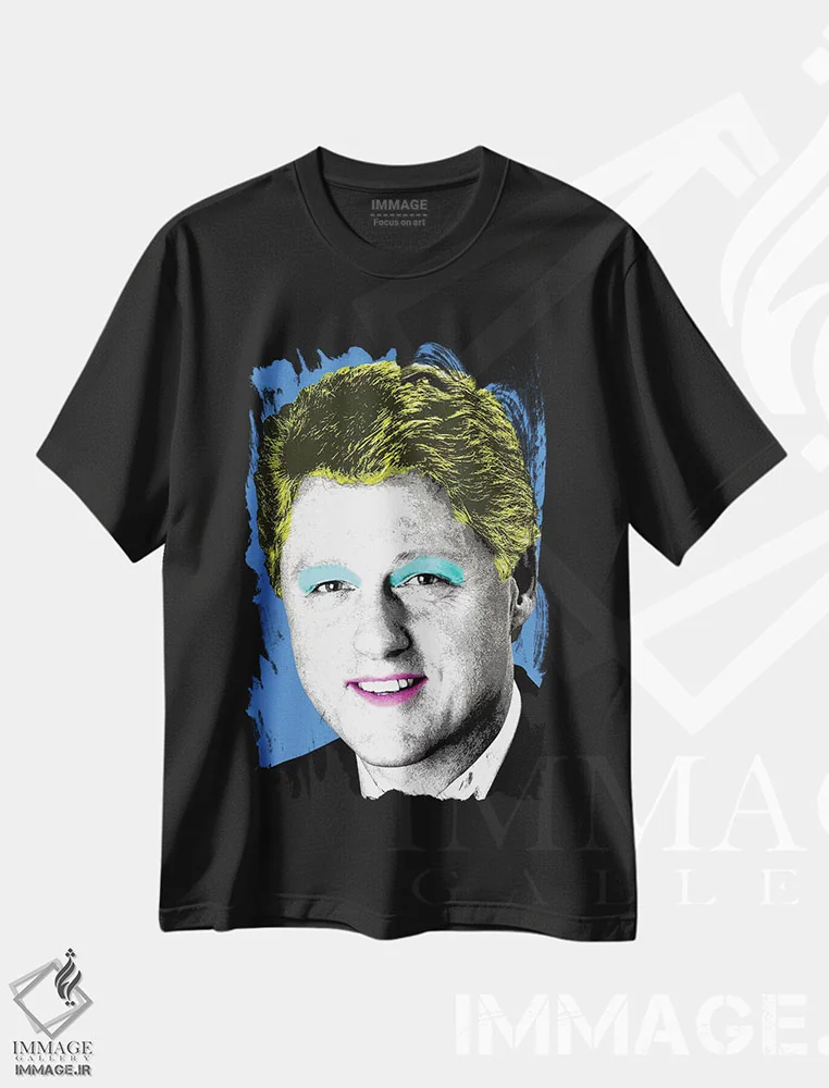تیشرت مشکی طرح دار مرلین کلینتون، هنر فاخر معاصر اثر گری هاگبن | فروشگاه ایماژ