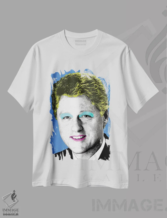تیشرت سفید طرح دار مرلین کلینتون، هنر فاخر معاصر اثر گری هاگبن | immage.ir